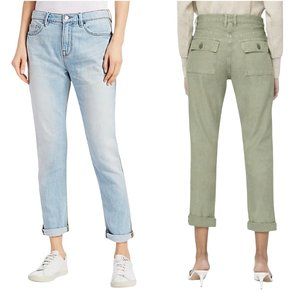 FRAME Le Beau Cargo Mixed-Media High Rise Jeans - Size 28